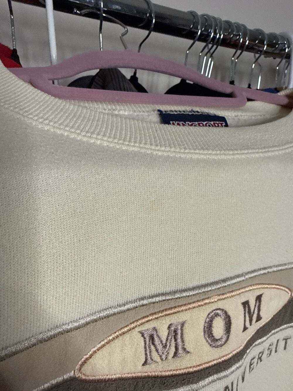 90s JanSport Drexel University MOM Embroidered Crewneck Sweatshirt Cream Small - Picture 3 of 8